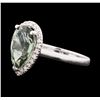 Image 2 : 14KT White Gold 3.51ct Green Tourmaline and Diamond Ring