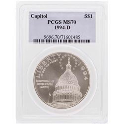 1994-D $1 Capitol Commemorative Silver Dollar Coin  PCGS MS70