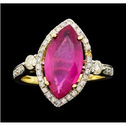 14KT Yellow Gold 3.74ct Ruby and Diamond Ring