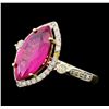 Image 2 : 14KT Yellow Gold 3.74ct Ruby and Diamond Ring