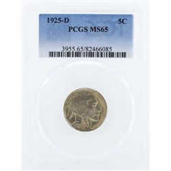 1925-D Buffalo Nickel Coin PCGS MS65