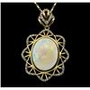 Image 1 : 14KT Yellow Gold 7.65ct Opal and Diamond Pendant with Chain