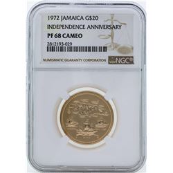 1972 $20 Jamaica Independence Anniversary Gold Coin NGC PF68 Cameo