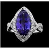 Image 1 : Platinum 6.41ct Tanzanite and Diamond Ring