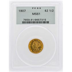 1907 $2 1/2 Liberty Head Quarter Eagle Gold Coin PCGS MS62