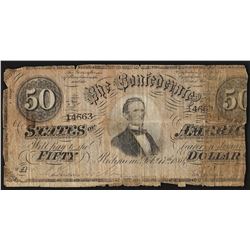 1864 $50 Confederate States of America Note