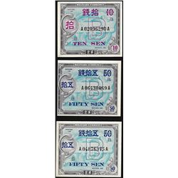 Lot of (3) Assorted Japanese Military Currency Notes Series 100