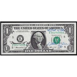 1974 $1 Federal Reserve Note Dual Courtesy Autographs