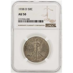 1938-D Walking Liberty Half Dollar Coin NGC AU50