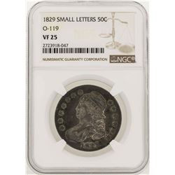 1829 Small Letters Capped Bust Half Dollar Coin O-119 NGC VF25