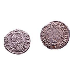 Lot of (2) 1540-1590 KB Hungary Ferdinand I - Madonna & Child Silver Denar Coins