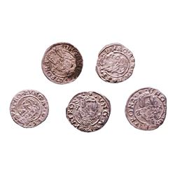 Lot of (5) 1540-1590 KB Hungary Ferdinand I - Madonna & Child Silver Denar Coins