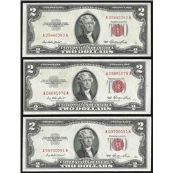 Lot of (3) 1953 $2 Legal Tender Notes