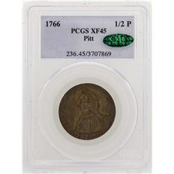 1766 Pitt Half Penny Coin PCGS XF45 CAC