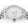 Image 2 : Rolex Mens Stainless Steel Emerald and Diamond Datejust Wristwatch