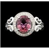 Image 1 : Platinum 2.59ct Pink Sapphire and Diamond Ring GIA Certified