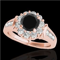 1.9 CTW Certified Vs Black Diamond Solitaire Halo Ring 10K Rose Gold - REF-96X2T - 34296