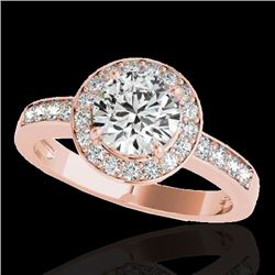 2 CTW H-SI/I Certified Diamond Solitaire Halo Ring 10K Rose Gold - REF-355H5W - 34352