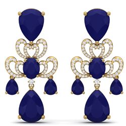58.73 CTW Royalty Sapphire & VS Diamond Earrings 18K Yellow Gold - REF-509F3M - 38678