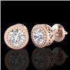 Image 2 : 1.09 CTW VS/SI Diamond Solitaire Art Deco Stud Earrings 18K Rose Gold - REF-180M2F - 36888