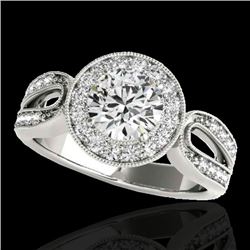 1.4 CTW H-SI/I Certified Diamond Solitaire Halo Ring 10K White Gold - REF-180Y2N - 34558