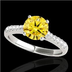 1.25 CTW Certified Si Fancy Intense Yellow Diamond Solitaire Ring 10K White Gold - REF-156H4W - 3482