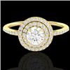 Image 1 : 1 CTW Micro Pave VS/SI Diamond Solitaire Ring Double Halo 18K Yellow Gold - REF-131M6F - 21615