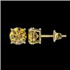 Image 2 : 1.50 CTW Certified Intense Yellow SI Diamond Solitaire Stud Earrings 10K Yellow Gold - REF-154T5X - 