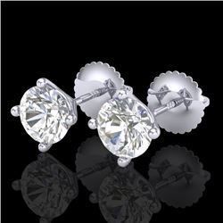 1.5 CTW VS/SI Diamond Solitaire Art Deco Stud Earrings 18K White Gold - REF-309R3K - 37301