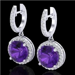 4 CTW Amethyst & Micro Pave VS/SI Diamond Certified Designer Halo 18K White Gold - REF-87T8X - 23175