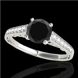 1.35 CTW Certified Vs Black Diamond Solitaire Ring 10K White Gold - REF-53R3K - 34910