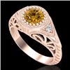 Image 1 : 1.07 CTW Intense Fancy Yellow Diamond Engagement Art Deco Ring 18K Rose Gold - REF-200X2T - 37477