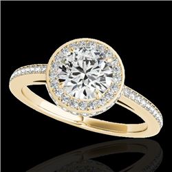 1.55 CTW H-SI/I Certified Diamond Solitaire Halo Ring 10K Yellow Gold - REF-180M2F - 34276