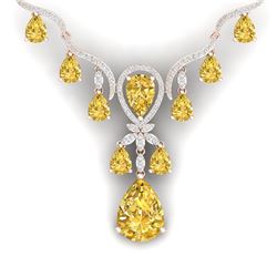 35.70 CTW Royalty Canary Citrine & VS Diamond Necklace 18K Rose Gold - REF-618R2K - 38602