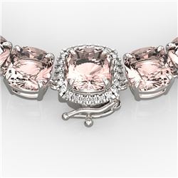 87 CTW Morganite & VS/SI Diamond Necklace 14K White Gold - REF-1163N6Y - 23352