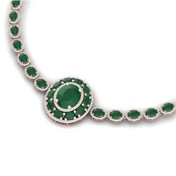43.54 CTW Royalty Emerald & VS Diamond Necklace 18K Rose Gold - REF-981T8X - 39274