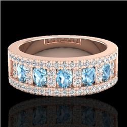 2 CTW Topaz & Micro Pave VS/SI Diamond Designer Inspired Band Ring 10K Rose Gold - REF-60F4M - 20818