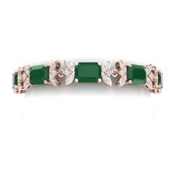 38.13 CTW Royalty Emerald & VS Diamond Bracelet 18K Rose Gold - REF-490W9H - 39391