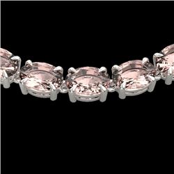 54 CTW Morganite Eternity Designer Inspired Tennis Necklace 14K White Gold - REF-614Y9N - 23405