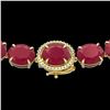Image 1 : 170 CTW Ruby & VS/SI Diamond Halo Micro Eternity Necklace 14K Yellow Gold - REF-993N8Y - 22313