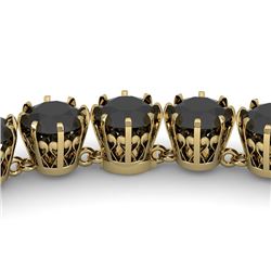 34 CTW Certified Black VS Diamond Necklace 18K Yellow Gold - REF-1127F3M - 35809
