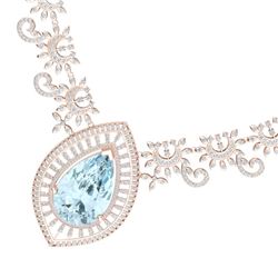 68.1 CTW Royalty Sky Topaz & VS Diamond Necklace 18K Rose Gold - REF-1327K3R - 39784