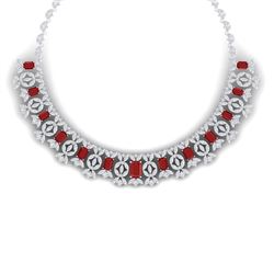 50.44 CTW Royalty Ruby & VS Diamond Necklace 18K White Gold - REF-1709T3X - 39378