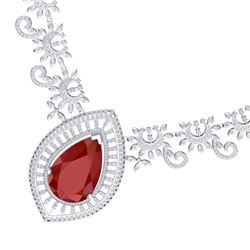 65.75 CTW Royalty Ruby & VS Diamond Necklace 18K White Gold - REF-1581T8X - 39777
