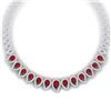 Image 1 : 33.4 CTW Royalty Designer Ruby & VS Diamond Necklace 18K White Gold - REF-1236R4K - 39438