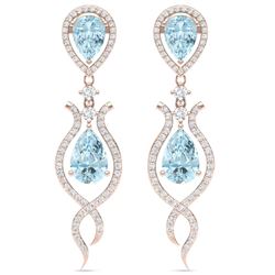 16.57 CTW Royalty Sky Topaz & VS Diamond Earrings 18K Rose Gold - REF-290W9H - 39520