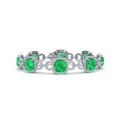 25 CTW Emerald & VS/SI Diamond Certified Bracelet 14K White Gold - REF-457N3Y - 23021