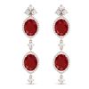 Image 1 : 15.81 CTW Royalty Designer Ruby & VS Diamond Earrings 18K Rose Gold - REF-309F3M - 38908