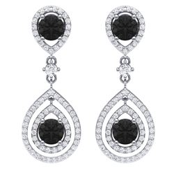 3.62 CTW Certified Black VS Diamond Earrings 18K White Gold - REF-190R9K - 39111