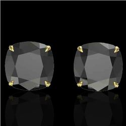 12 CTW Cushion Cut Black VS/SI Diamond Designer Stud Earrings 18K Yellow Gold - REF-208K2R - 21776
